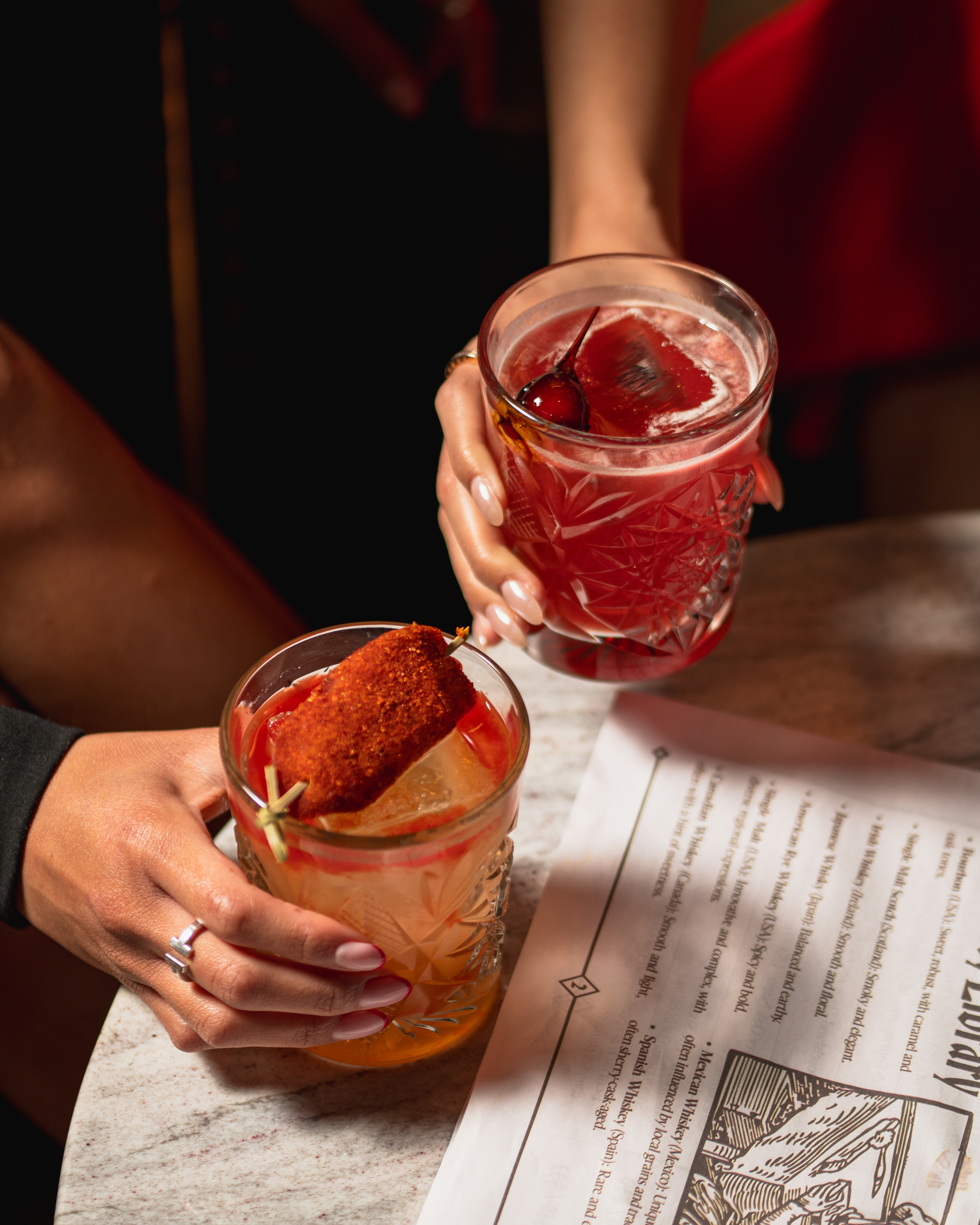 Craft cocktails at Books A Whiskey Society San Antonio