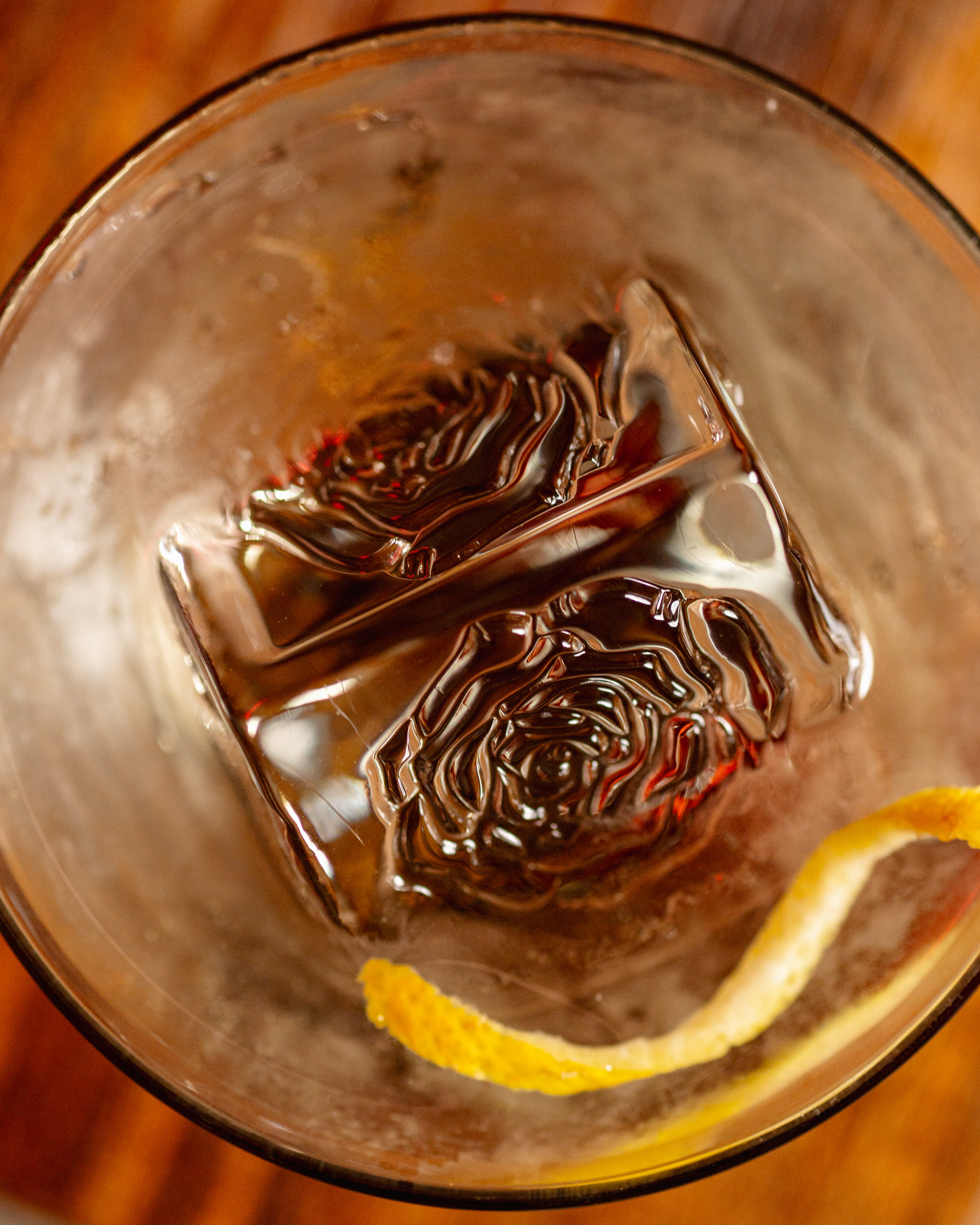 Top-down whiskey glass product photography The Cellar San Antonio